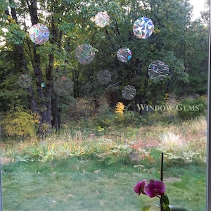 Circle Window Gems: Prismatic Static Clings, Prevent Bird Collisions (Set of 10 Decals) image 5