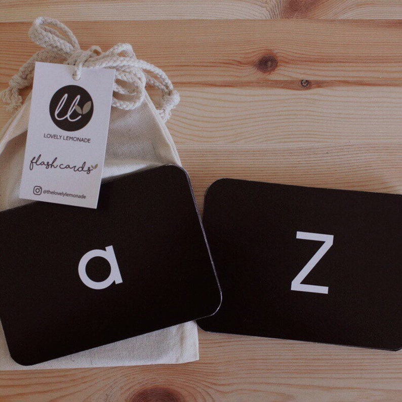 alphabet abc flash cards montessori inspired black and