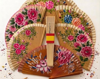 Hand Painted Spanish Fan: Personalized Embroidered Bag, Spanish Flamenco Gift Abanico