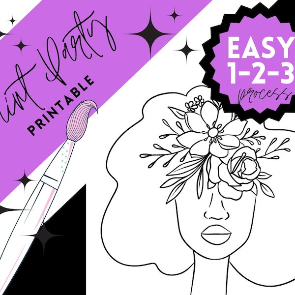 DIY Paint Party/ Pre-drawn /Outline Canvas /Adult Painting / Paint & Sip, DIY Paint Party / Pre-Sketched / Art Party/ Coloring Page/ Stencil