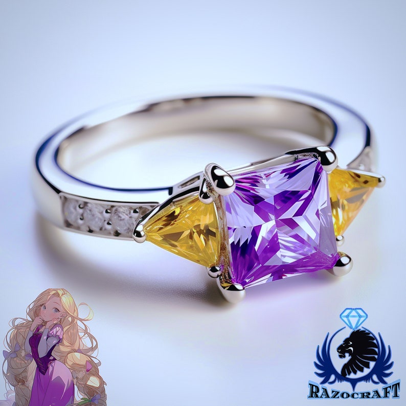 Rapunzel's Love Silver or White Gold Amethyst Engagement Ring - Etsy