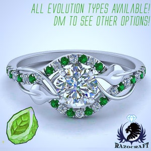 Grass Evolution Inspired White Gold Emerald Engagement Ring