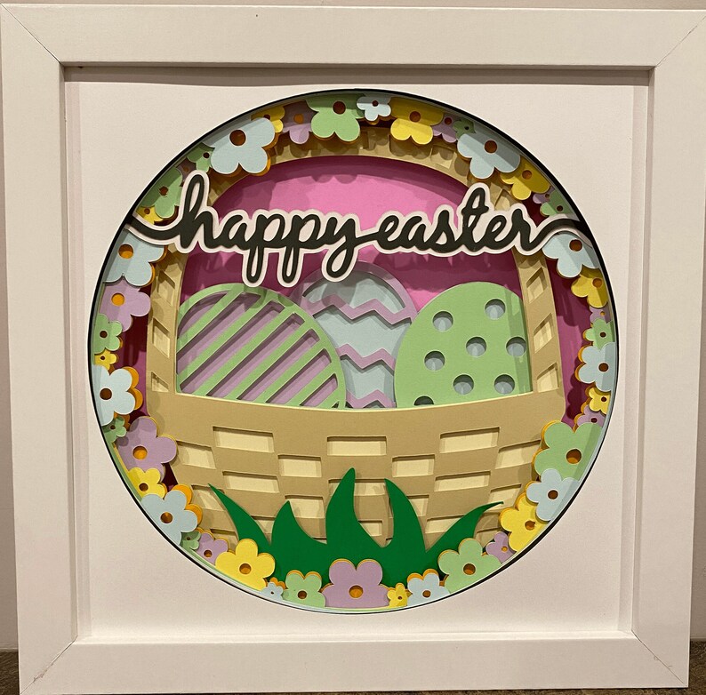 3D Easter Basket Shadow Box SVG for Cricut and Silhouette - Layered ...