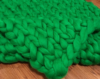 100% Australian Merino Wool Super Chunky 40x60 Luxury Blanket, Chunky Knit Blanket, Giant Knit Blanket, Chunky Knit Throw, Christmas Gift