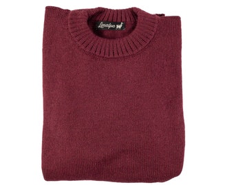 Maglia in Alpaca Rosso Vino, - Lavorato a Mano in Perù - Vera Lana di Alpaca, Maglia, Maglione Uomo, Maglia Camicia - Regalo di Natale