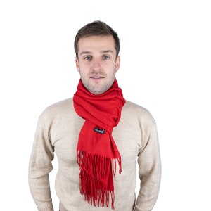 Bufanda de lana de alpaca unisex para hombres y mujeres - Bufanda extra suave, resistente al viento Hecho en Perú, Rojo, Rosa, Negro