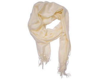 Creme Pashmina, Alpaca Wool Scarf Unisex for Men & Women - Extra Soft Windproof Scarf Made in Peru
