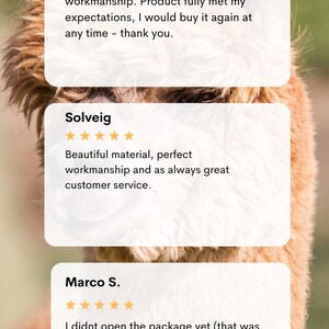 May include: Three customer reviews with five-star ratings for a product. The reviews highlight the quality of the product, the speed of shipping, and the personalized touch of a handwritten note.