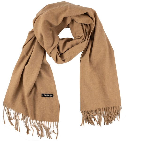 Light Brown Pashmina, Alpaca Wool Scarf Unisex for Men & Women - Extra Soft Windproof Scarf Made