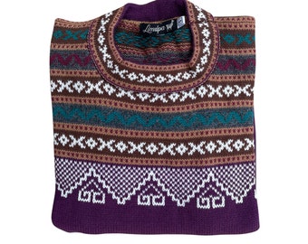 Purple Alpaca Inca Sweater, Boho Sweater, fair and handmade - Genuine Alpaca Wool, Knitted in Peru, South America - Unisex
