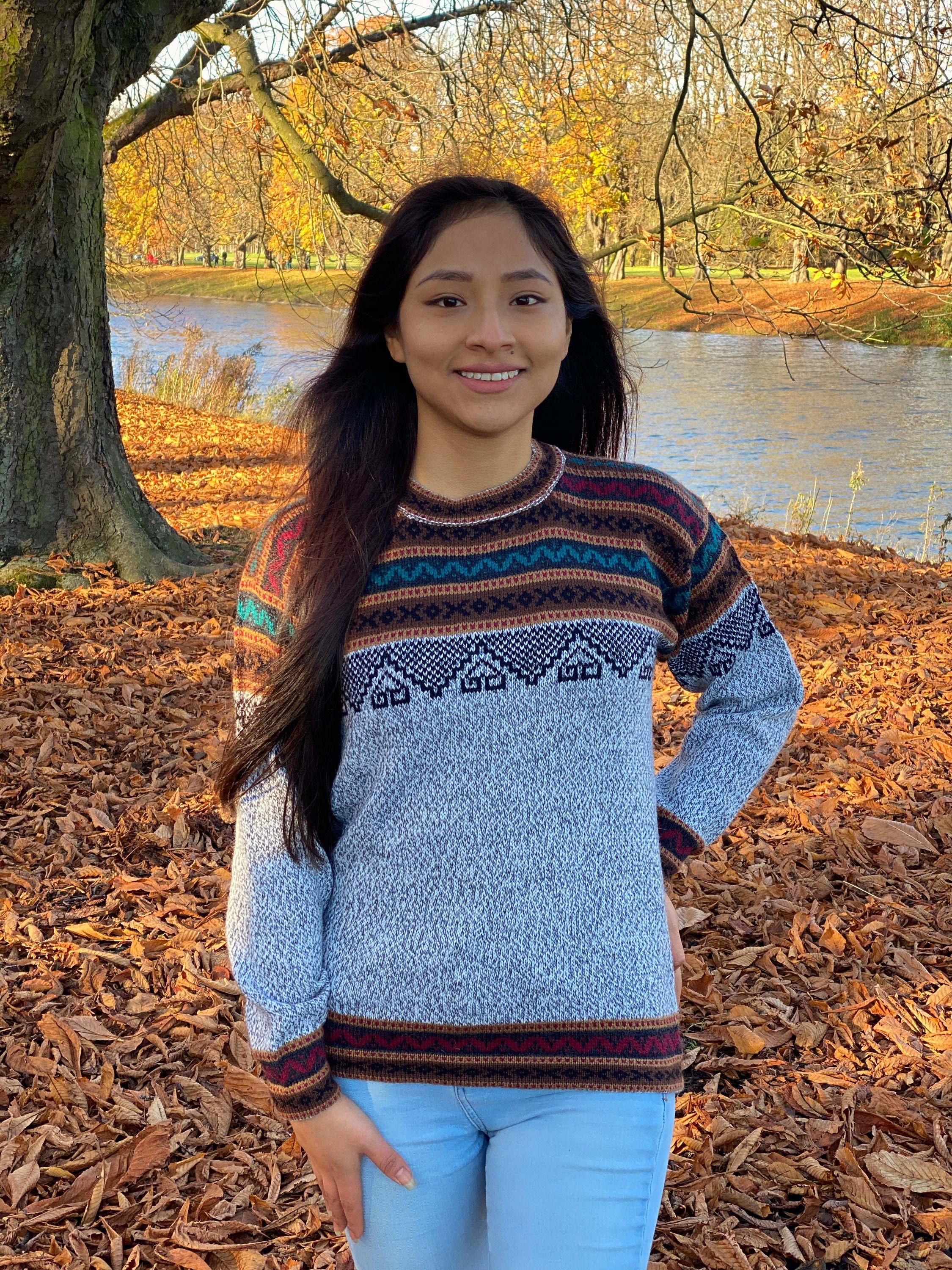 Alpaca Sweater | Handmade Light Grey Woman Alpaca Sweater