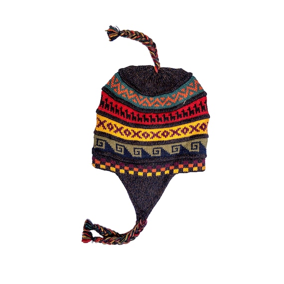 Doppelseite Alpaka Mütze aus 100 Prozent Baby Alapca Wolle, Schwarz und rot - peruvian chullo - winterhat - knitted beanie