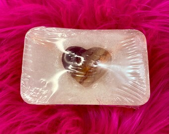 Love Letter Fluorite Crystal In Glycerin Soap - With Lavender Essential Oil