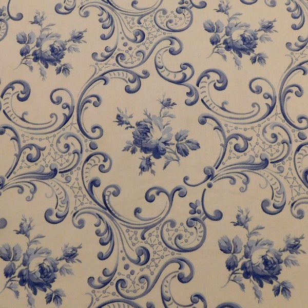 Blue White Drapery Fabric by the Yard Item 9170