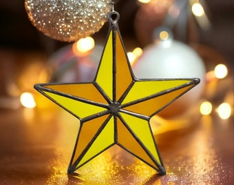 Stained Glass Christmas Star Suncatcher, Holiday Decoration