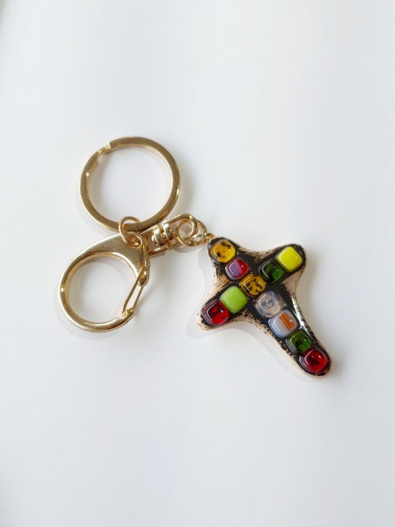 Glass Cross Cross Key Ring Cross of Love the Cross - Etsy