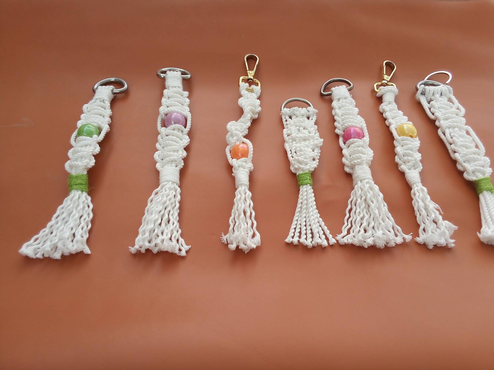 Stylish Macrame Keychain With Bead or Jute Pop of Colour Detail to Keep Your Keys in Plain Sight