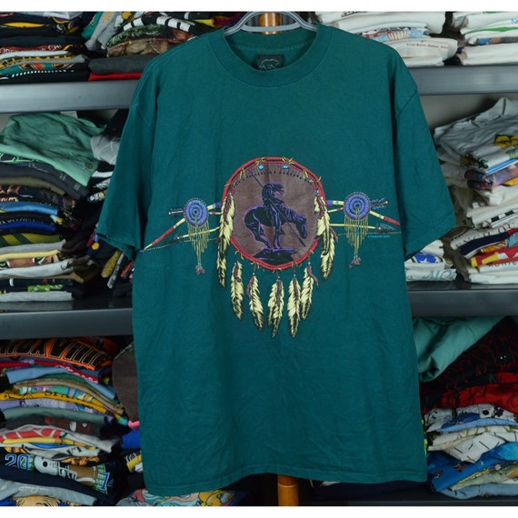 1994 Habitat Men's XL Aboriginal Art Single Stitch VT… Gem