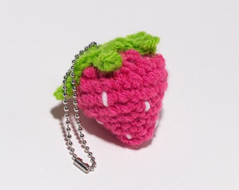 Pink Strawberry Keychain