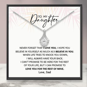 Necklace Gift for Daughter, Love Dad, Pendant Necklace Gift Message Card