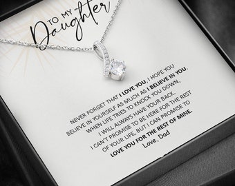 To my Daughter, Love Dad, Pendant Necklace Gift Message Card