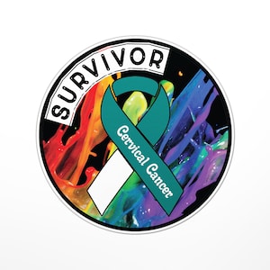 Survivor Cervical Cancer Sticker (Cancer, Fight, F Cancer, Medical, Medicine)