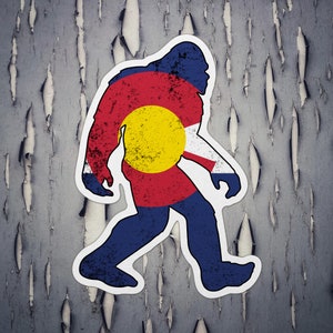 Distressed Sasquatch W/Colorado Flag (Yeti, Bigfoot, mythology, mythical, creature)