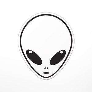 White Alien Head Sticker (Cute, Colorful, Out of this world, Believe, We aren't alone)