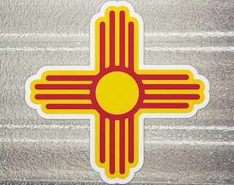PUEBLO OF ZIA INDIAN TRIBE FLAG 5" HELMET BUMPER STICKER DECAL MADE IN USA 