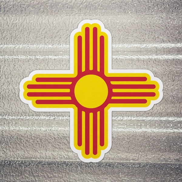 Zia Sun, New Mexico Flag Symbol Sticker (Native American Tribes, People)