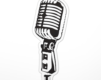 Vintage Microphone Pencil Drawing Stickers | Kiss-cut Sticker - Etsy