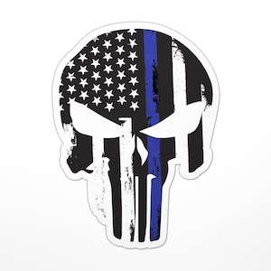 Thin Blue Line Skull Sticker (Police, DOC, Corrections, Law Enforcement, Lost Brother, Punisher)