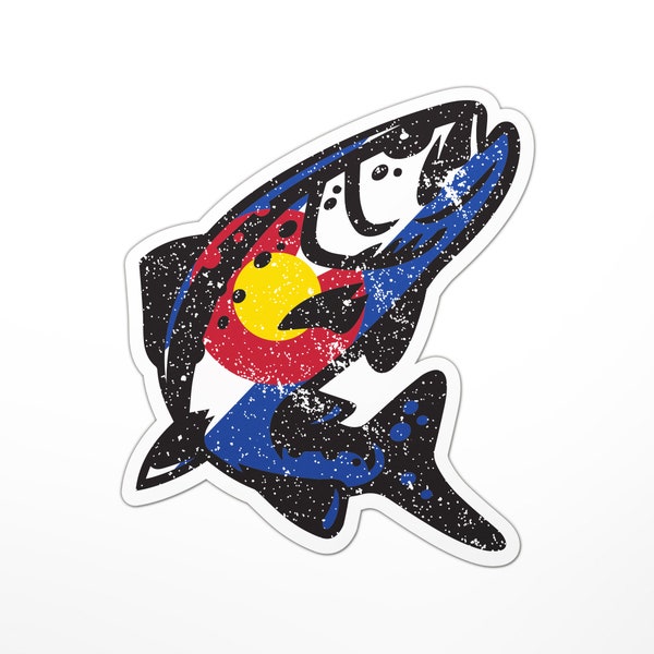 Colorado Flag Trout Sticker (CO, State, Flag, Fishing, Flyfishing, Sport, Animal )