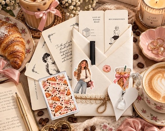 Blind Date With a Book – Coffee Lover Gift Set, Necklace, Magnet & Scrapbook Kit, Book Gift for Her, Book Lover Gift, Bookish Gift Set