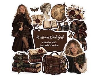 Dark Academia Junk Journal Printables, Vintage Ephemera, Fussy Cuts, Scrapbook Digital Download