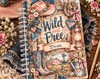 Personalised Cowgirl Notebook, Western A5 Journal, Cute Country Girl Stationery Gift, Personalised Notebook, Personalised Gift Set,