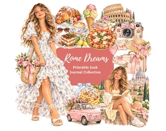 Italy Junk Journal Printables, Italian Ephemera, Travel Scrapbook Kit, Rome Digital Download