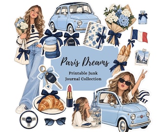Paris Junk Journal Printables, French Ephemera, Vintage Scrapbook Kit, Digital Download