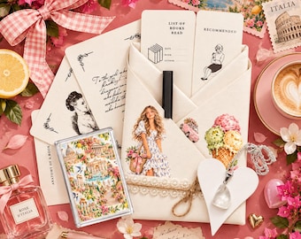 Blind Date With a Book – Rome Travel Gift Set, Necklace, Magnet & Scrapbook Kit, Book Gift For Her, Cosy Reading Gift, Bookish Gift Box,