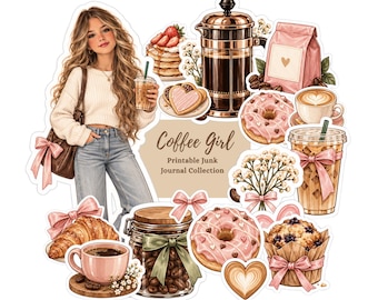 Coffee Junk Journal Printables, Coffee Lover Ephemera, Scrapbook Kit, Digital Download