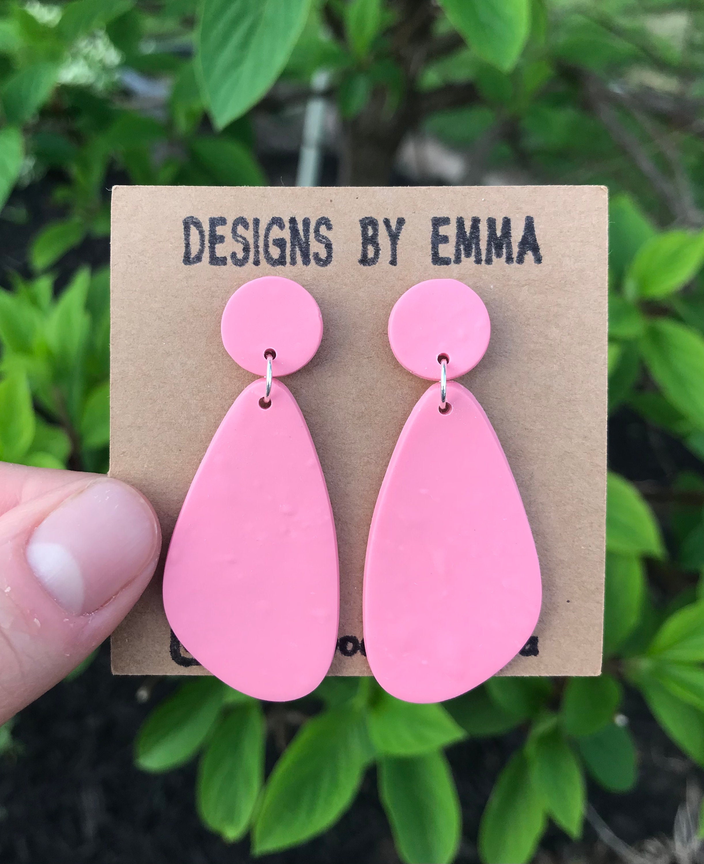 Dusty Rose Clay Earrings, Pink Clay Earrings, Clay Earrings