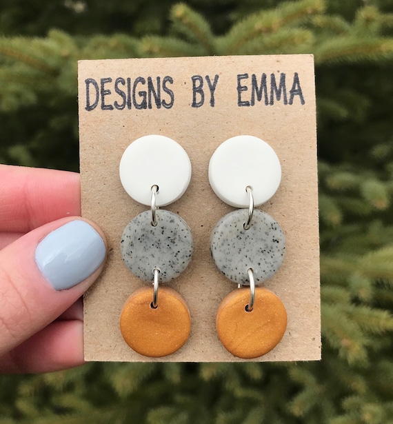 White Clay Earrings Granite Clay Earrings Yellow Clay Earrings