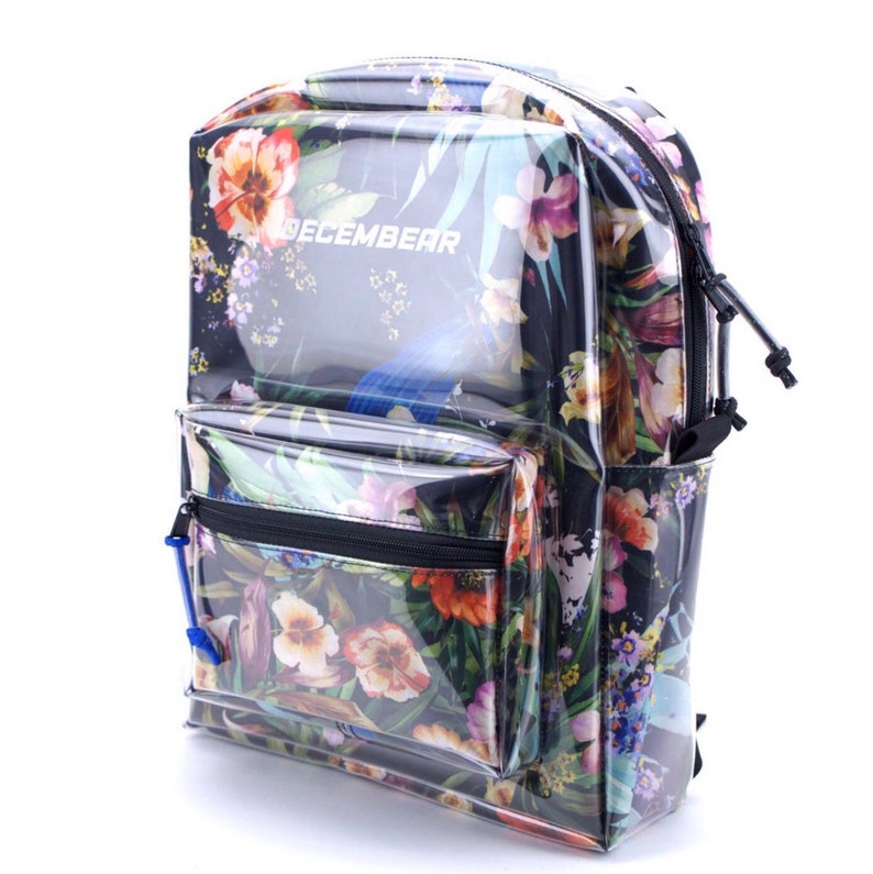 Transparent backpack whit printed inner