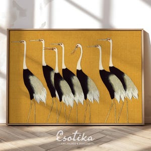 Mustard cranes print / Tropical Bird wall art / vintage animal print / PRINTABLE nursery room decor / large wall art / digital download #034