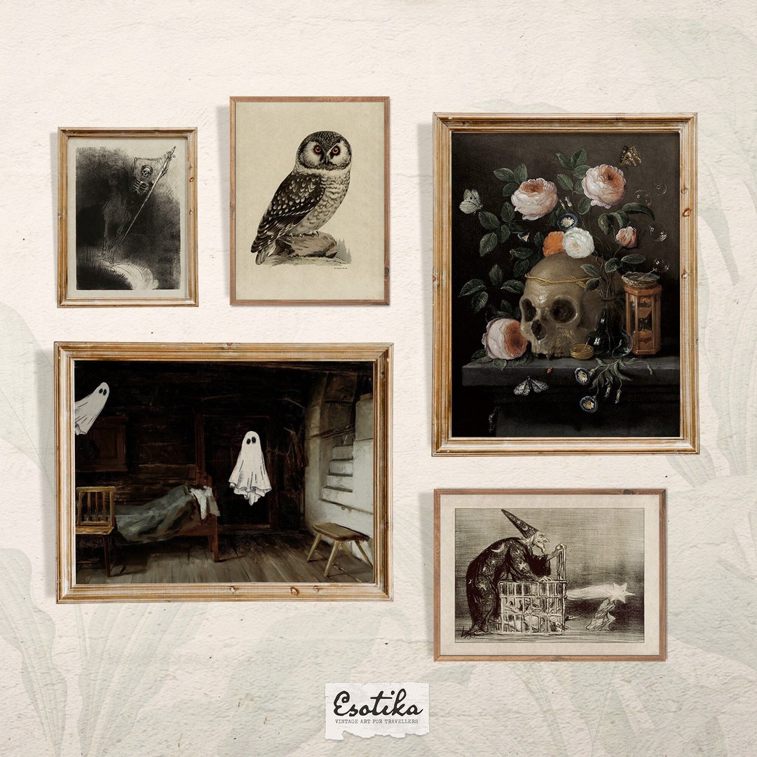 Vintage Halloween Gallery Wall Set of 5 Prints / PRINTABLE Dark ...
