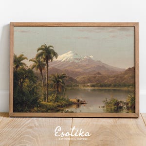 Large Jungle print / safari oil painting / Tropical landscape / Vintage palm tree wall art / PRINTABLE native art / digital download #190