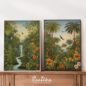 Henri Rousseau Tropische Kunst / Galerie 2er Set Dschungel Drucke / tropischer Vogel Druck / Druckbare tropische Malerei / Druck #57-Set