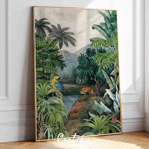 Vintage Dschungel Print / tropische Waldlandschaft / Kunst im Regenwald / rustikale Landschaft / DRUCKBAR / rustikale Kunst / digitaler Download #356