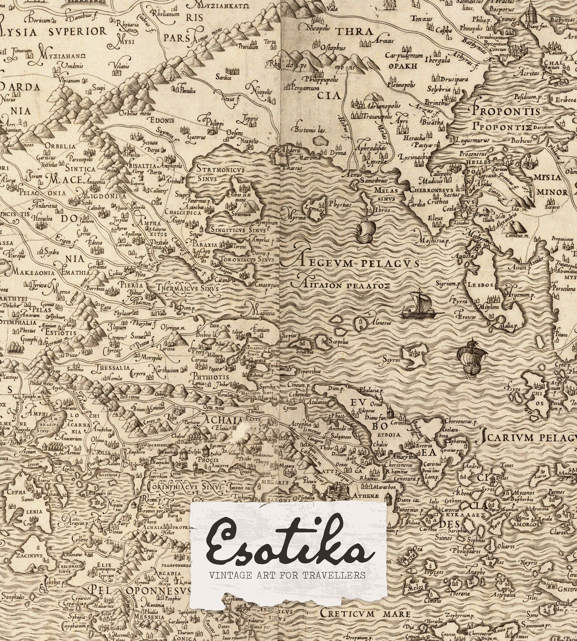 Reproduction De Carte Ancienne De La Grèce (1901) - Décor Mural Vintage - Prêt à Accrocher