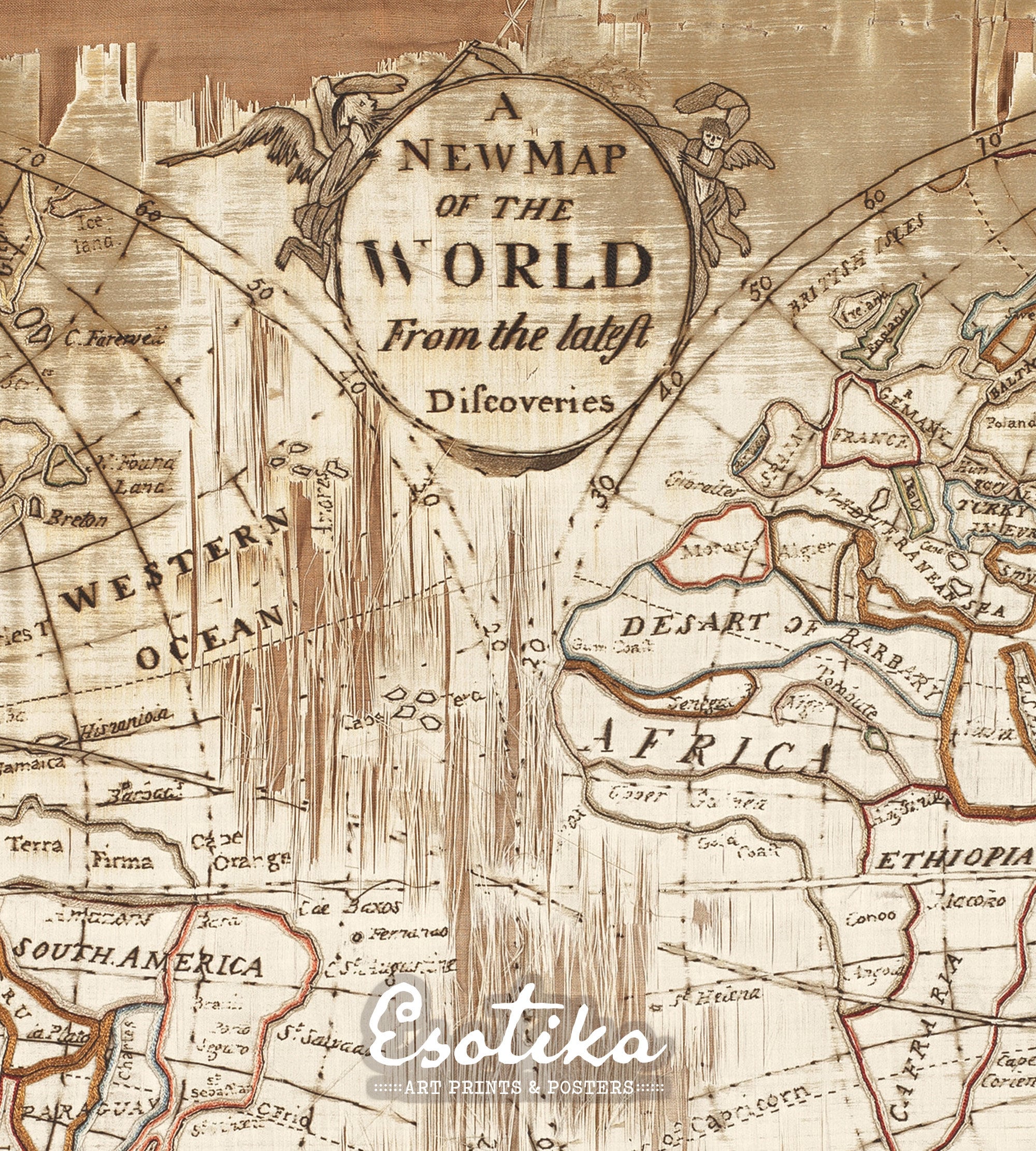 Vintage Nautical Map Antique Drawing / Sepia Map Wall Art / PRINTABLE Brown Vintage Map / Large ...